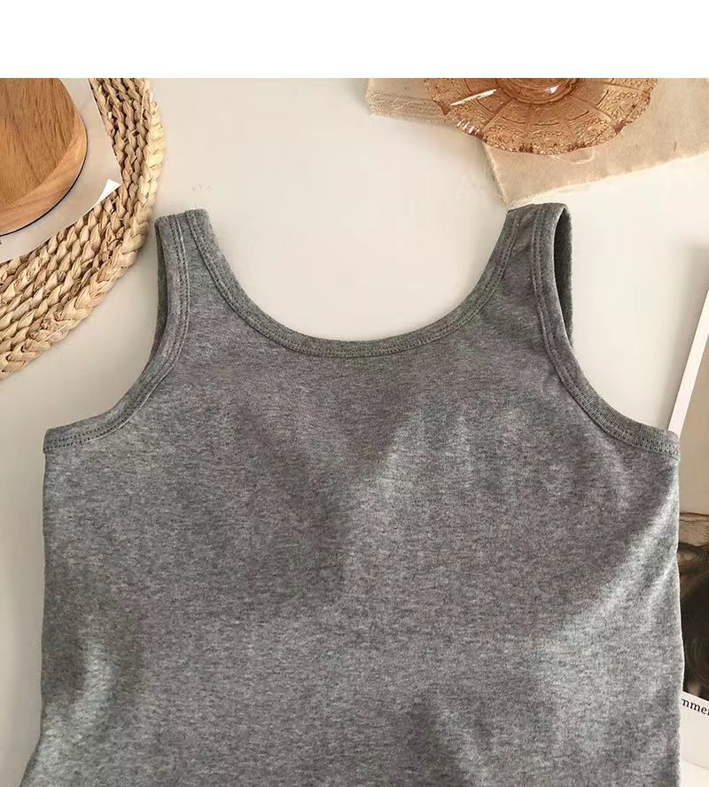 Semplice canotta traspirante in puro cotone con lettere per abbigliamento sportivo all'esterno e all'interno, top corto all-match slim sul retro_voghion.com