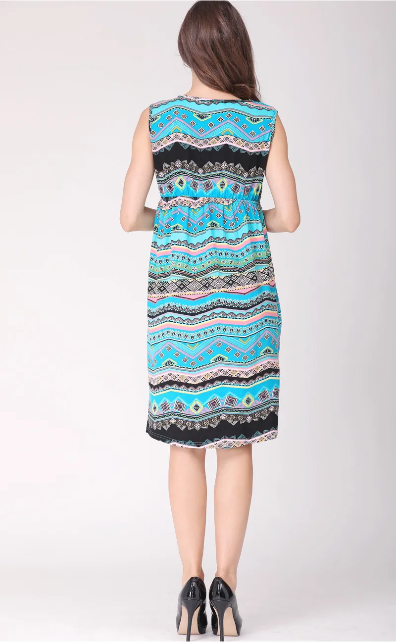 2024 New VNeck Summer Breastfeeding Dresses Sleeveless Dress for Pregnant Women Maternity Clothes_voghion.com