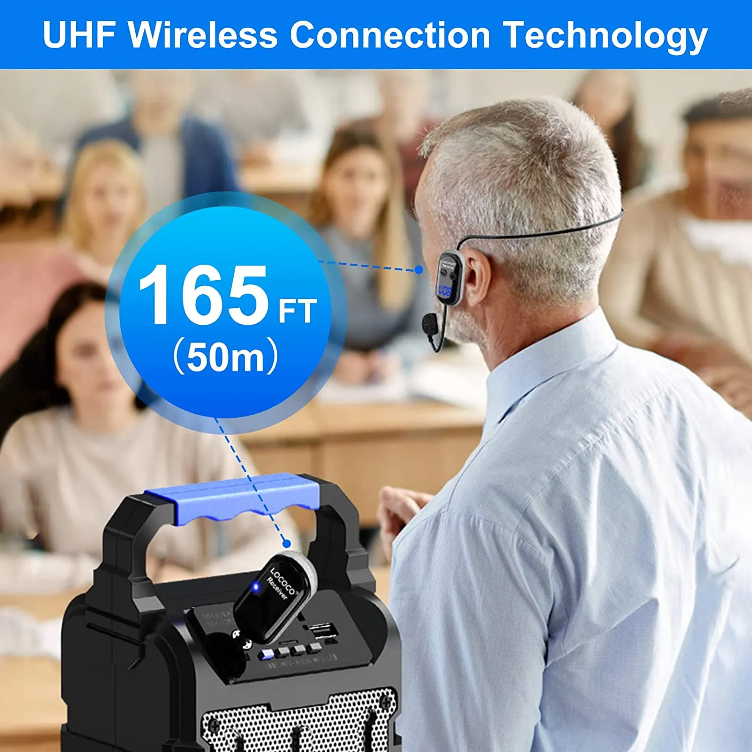 XIAOKOA LOCOCO UHF Wireless Mic System mat LED Digital Display165 ft Range Mikrofon fir Voice Amplifier_voghion.com