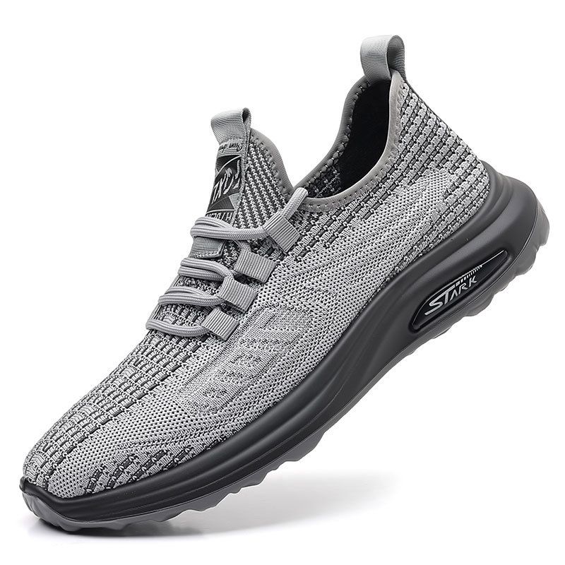 2024 Neue Sommer atmungsaktive Mesh Flyknit Laufschuhe mit weicher Sohle Trendy Sport Herren Freizeitschuhe_voghion.com