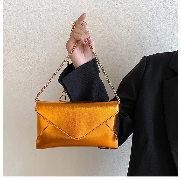 Pochette enveloppe en cuir PU brillant, sac à main classique Dr Purse pliable, sac messager de soirée pour femme 240824_voghion.com