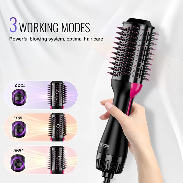 VEVOR Hair Blow Dryer Brush Ionic Hair Dryer And Styler With 2.95' Oval Barrel_voghion.com