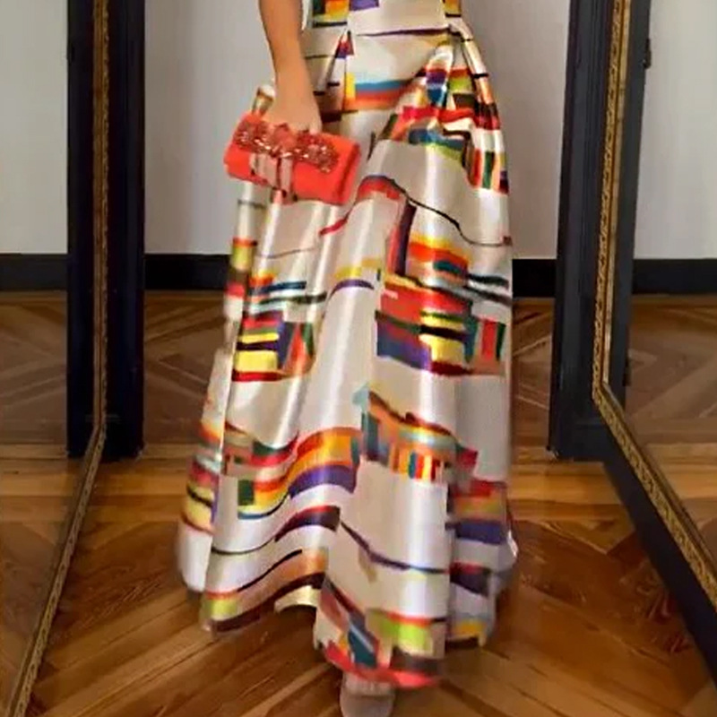 Women's fashion Fashion elegant print sleeveless dress_voghion.com