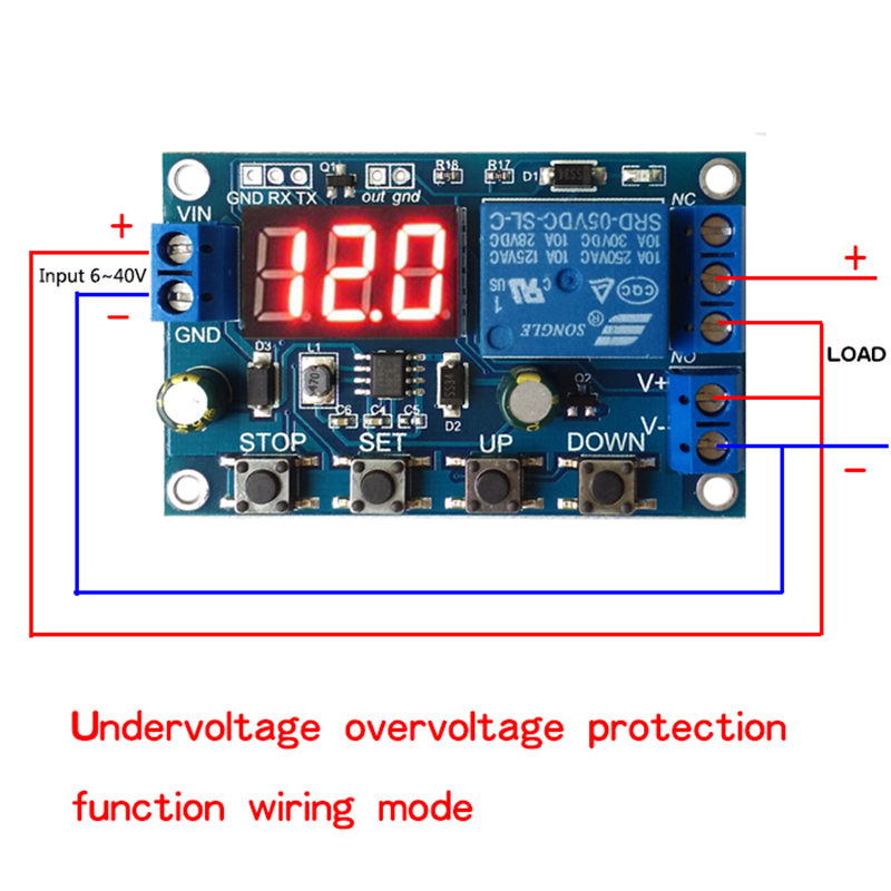 Interruptor de control del cargador de batería de 6-40 V CC, placa de protección contra sobretensión y subtensión, controlador de desconexión de apagado automático_voghion.com