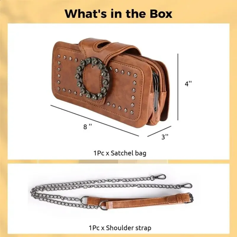 Borsa a tracolla quadrata con pochette, piccola borsa per cellulare, borsa a mano in PU per donna con tracolla a catena 240830_voghion.com