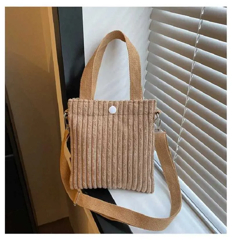 Mini Tote Donna Velluto a Coste Cerniera Primavera Estate Nuova Moda Borsa a Mano Borsa a Tracolla Singola Borsa a Tracolla Piccola 2024C241022_voghion.com