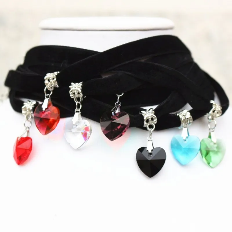 Kristall Herz Choker Halskette Damen Punk Statement Schmuck_voghion.com
