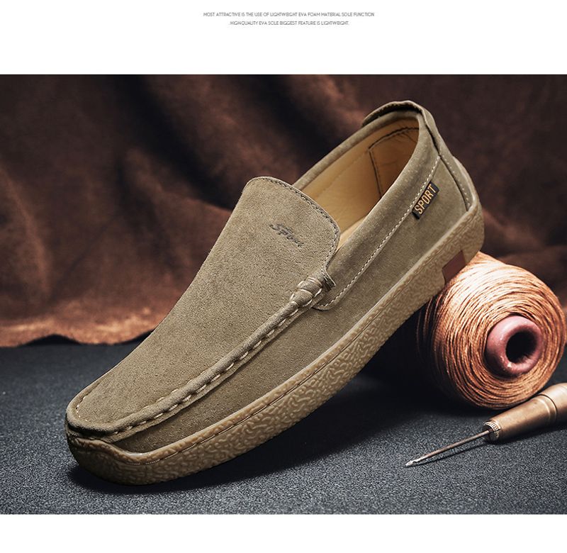 Men's Spring New British Style Lazy Kick on Lefu Trendy Driving Casual Leather Fashion Snail Shoes_voghion.com