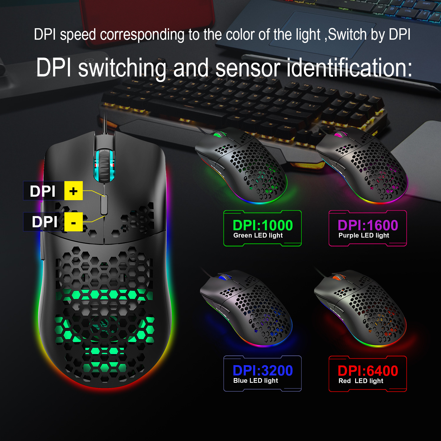 Set nou de 61 de taste cu fir, luminos, cu mouse RGB cu orificii, tastatură pentru jocuri de birou_voghion.com