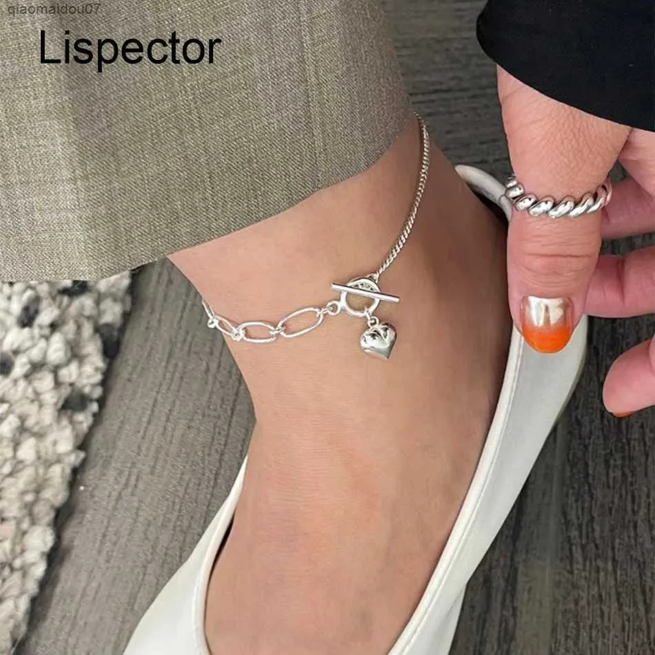 Anklets Lispector Sterling Sier korejiešu mīlestības šarms piemērots vienkāršai ķēdes kaklarotai sieviešu vasaras pludmales rotaslietas_voghion.com