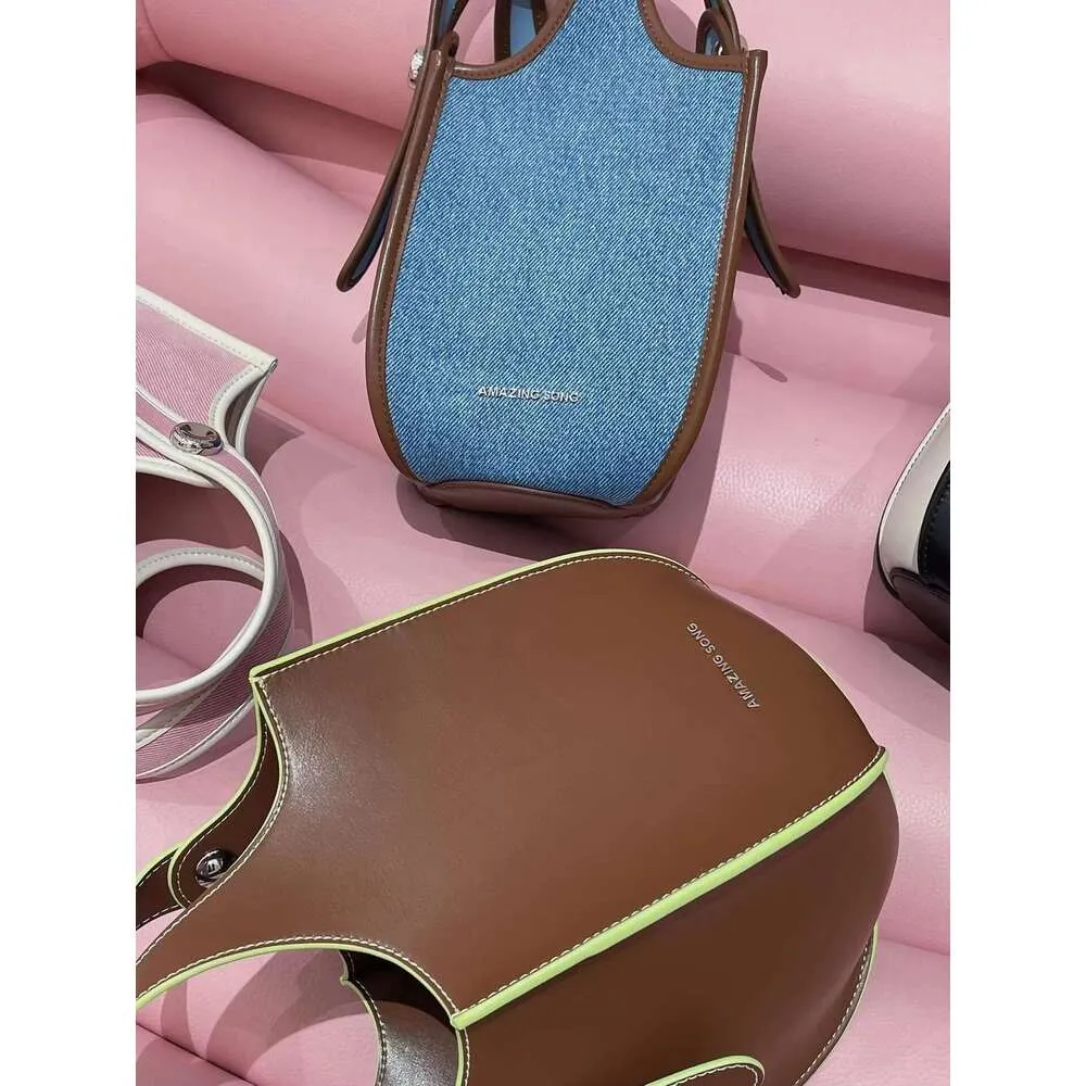 Fruit Blue New AS Commuter Versatile Fashion Denim Crossbody Bucket Vegetable Basket Bag Women_voghion.com