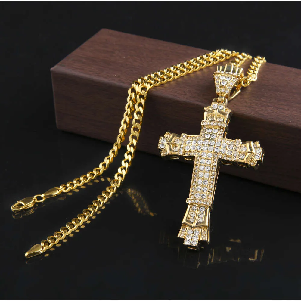 Diamant-Legierung Kreuz Anhänger Mode Herren Hip Hop Halskette Schmuck_voghion.com