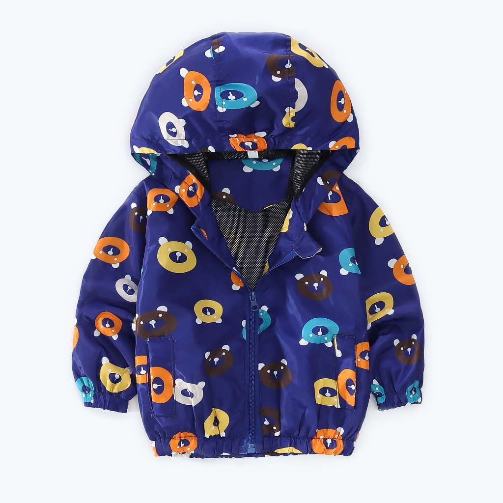 Baby Boy Jacket Teddy Bear Printed Hooded Jacket Cute Children Coat_voghion.com