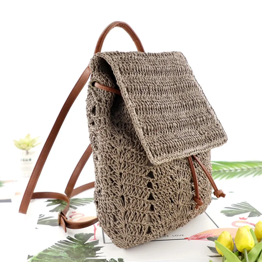 Borsa a tracolla in paglia estiva da donna Boho Bohemian Hollow Hobo Borse da viaggio all'uncinetto per donna Zaino da spiaggia lavorato a maglia 240808_voghion.com