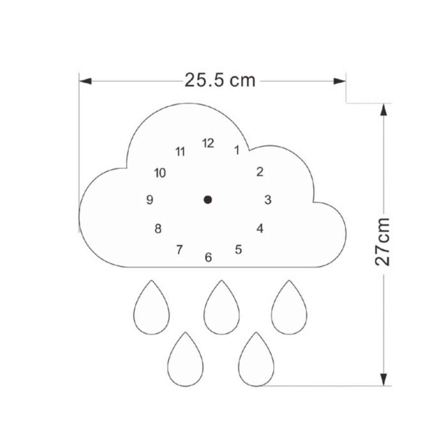 Decora la cameretta dei bambini in stile nordico e il negozio di abbigliamento per bambini Decora nuvole a forma di cartone animato, gocce d'acqua, decorazione da parete con orologio silenzioso_voghion.com