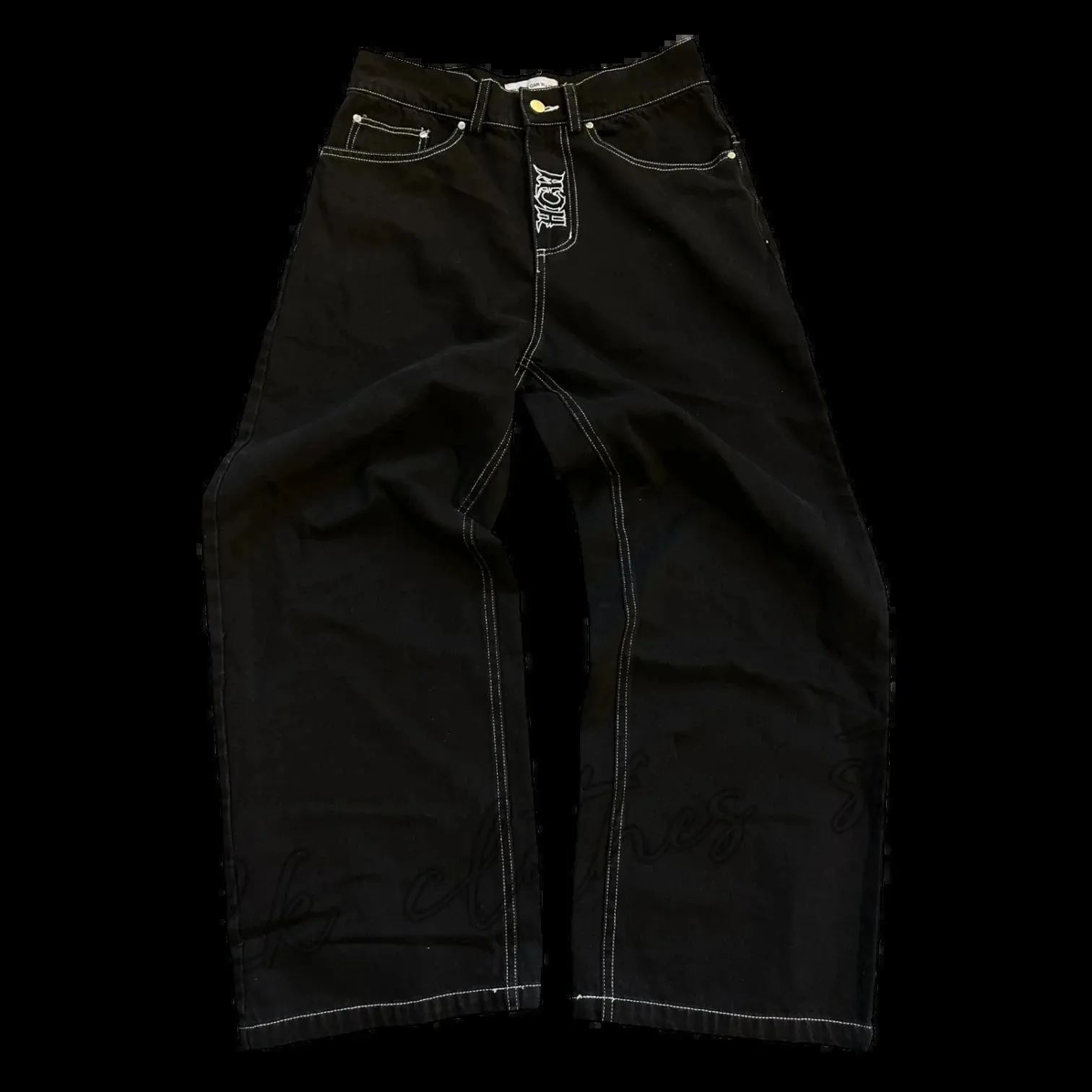 Jeans Y2K Haruku Hip Hop Retro Black Multi Pocket Cargo Pants Man Punk Gothic Baggy Wide Leg Trousers Streetwear_voghion.com