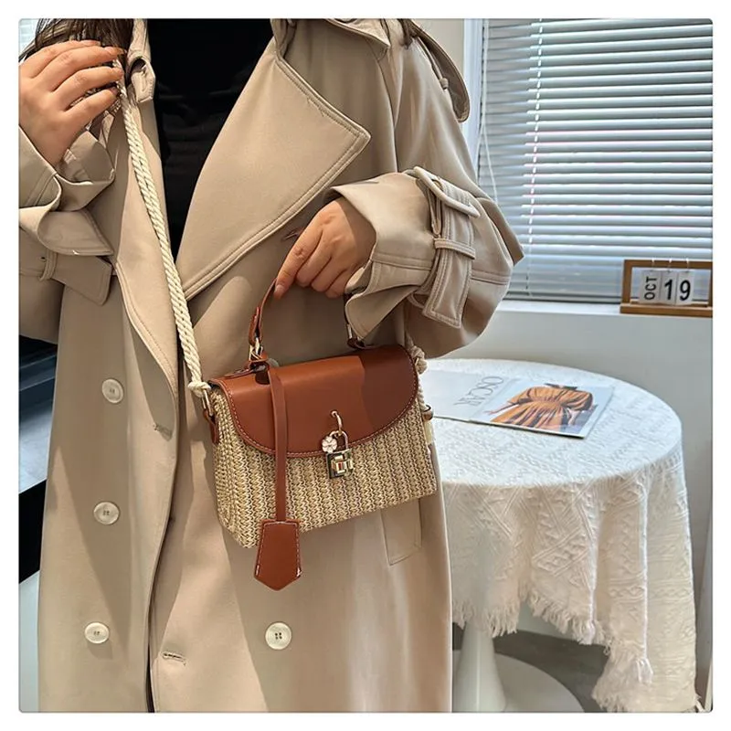 Borsa a tracolla singola in tessuto con trama premium quadrata piccola, con spedizione gratuita, 2025, nuova moda per pendolari_voghion.com