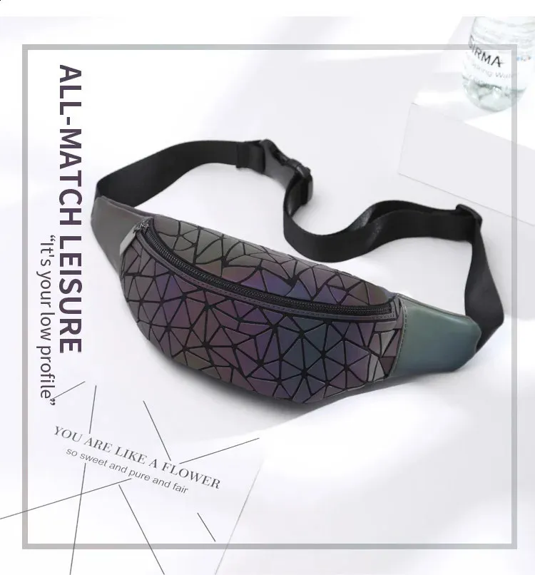 Módní svítící tašky Dámské ledvinky Kožená kabelka na hrudník Geometrická taška Ledvinky Peněženka 240815_voghion.com