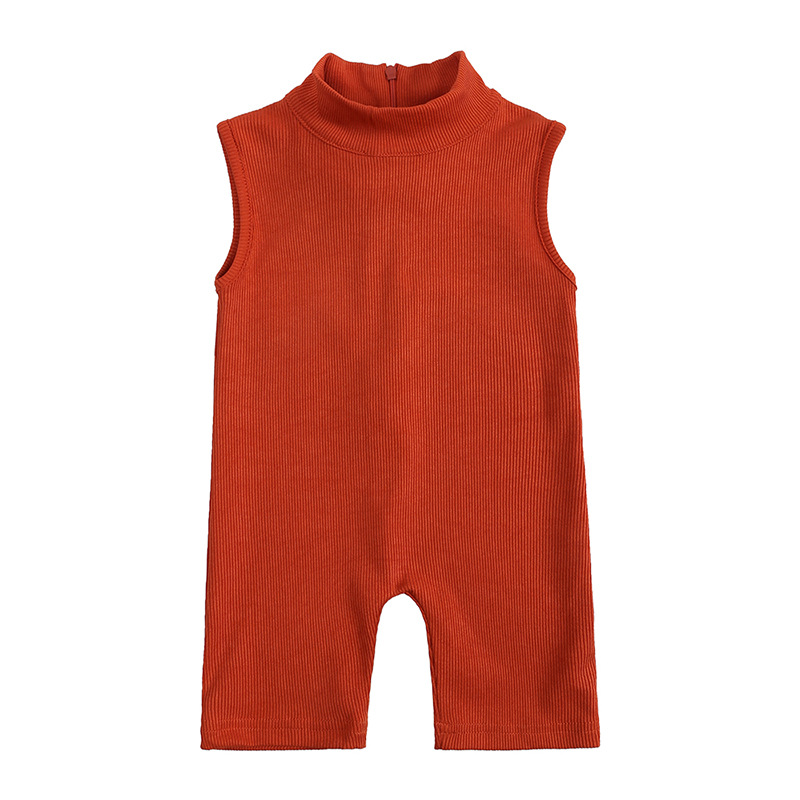 Mutter & Kinder Mädchen Sommer Ins Baumwolle gestreiften halbhohen Kragen elastischen Overall kleine und mittlere Kinder ärmellose Kleidung Großhandel Agent_voghion.com