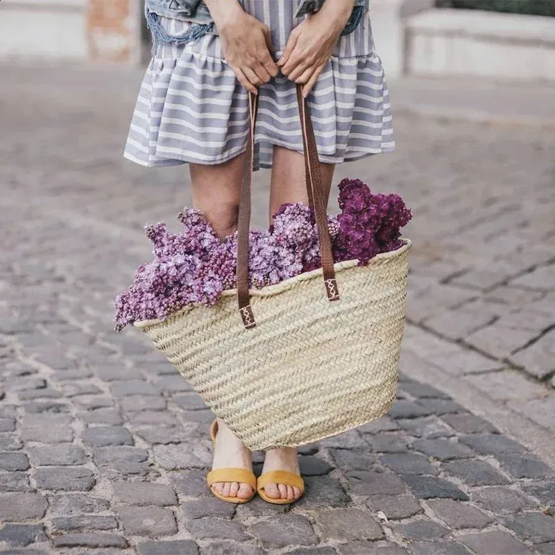 2024 Beach French Style Straw Bags for Women Raffia Handbag Holiday Basket Ins Hand Bag Top Quality Woven Purse Carrycot_voghion.com