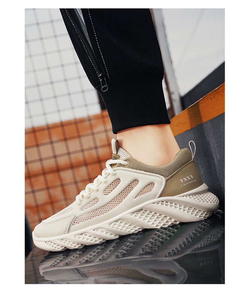 Męskie nowe wiosenne oddychające trampki męskie codzienne sportowe grube podeszwy antypoślizgowe buty z siateczki_voghion.com