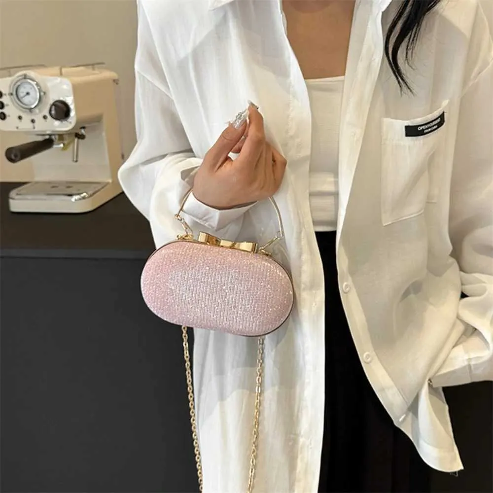 Pochette portefeuille femme rose brillant sequin sac à main 2024 nouvelle mode soirée dix police petit sac de créateur Y241019_voghion.com