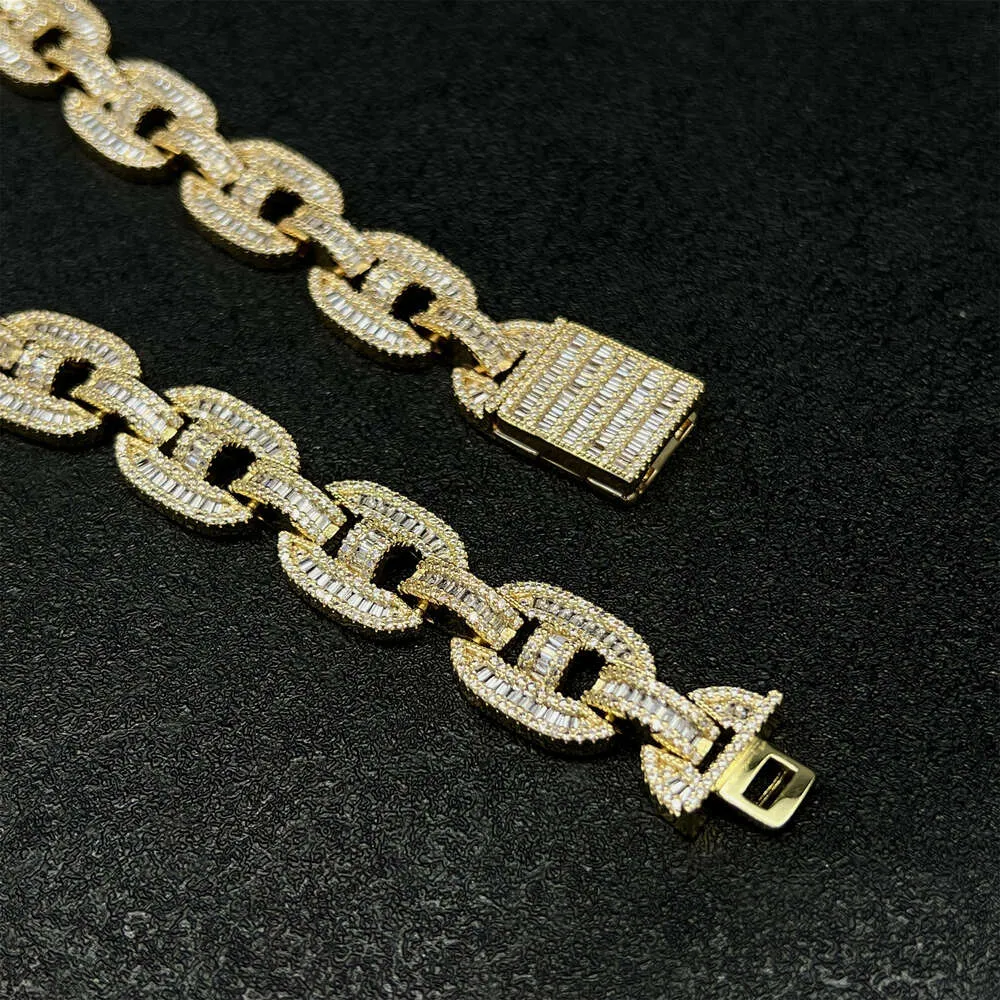 Collana di gioielli hip-hop in argento sterling Sier con catena a maglie cubane in moissanite ghiacciata per rapper_voghion.com