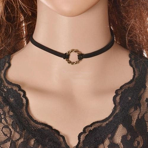 Collane Nuova Moda Ciondolo Rotondo Girocollo in Velluto Nero_voghion.com