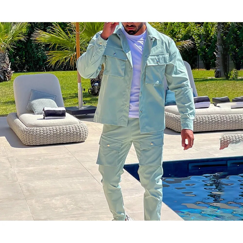  Ensemble pour hommes Ensemble de leggings de sport décontractés et à la mode, vêtements à la mode, coupe ajustée_voghion.com