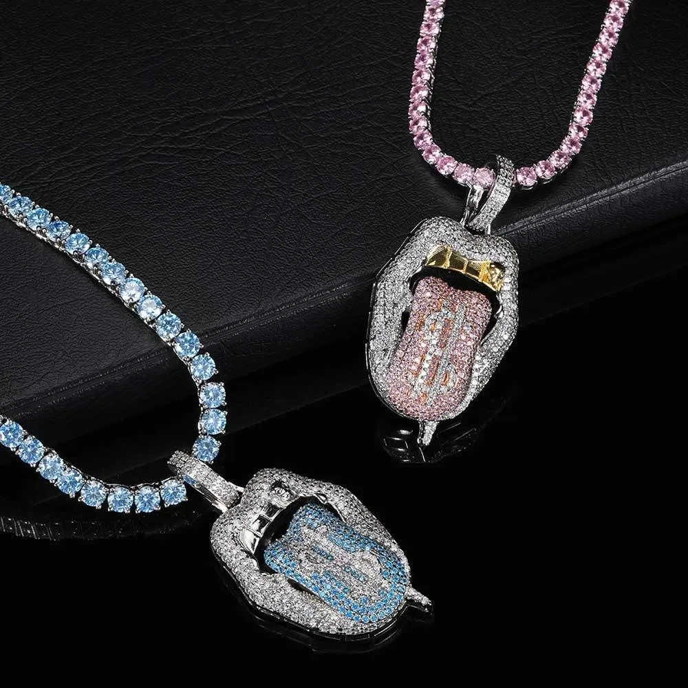 Collier pendentif langue dollar hip hop plaqué or pour homme_voghion.com