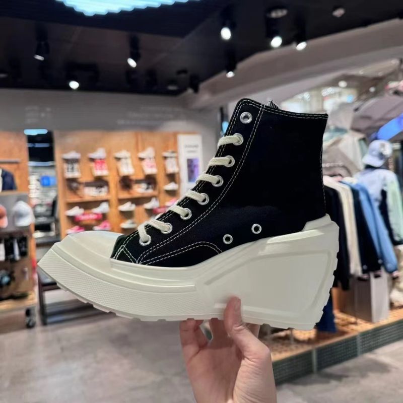 Neu mit Absätzen High Tops, modische Canvasschuhe, vielseitige und trendige Damen-Freizeitschuhe_voghion.com