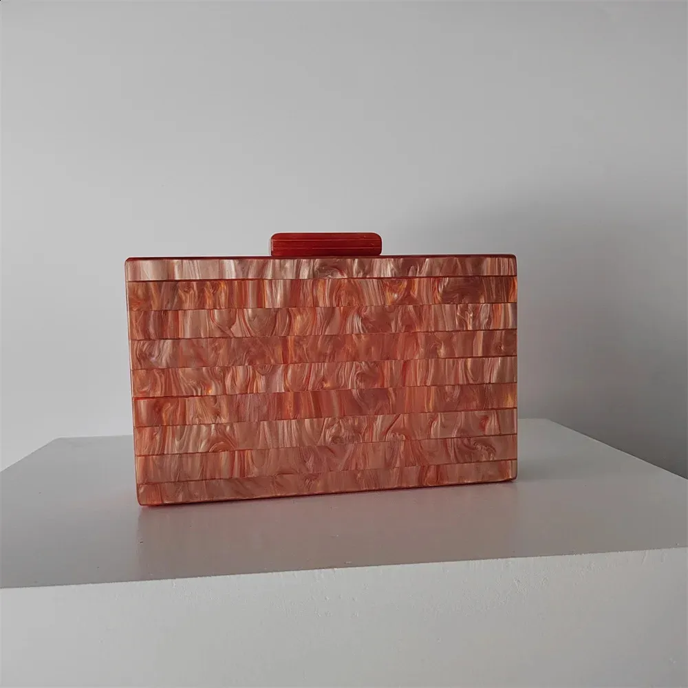 Mange slikperle marmorstribet akrylmateriale skulder messenger aftenboks clutches bryllupsfest dame pung håndtaske_voghion.com