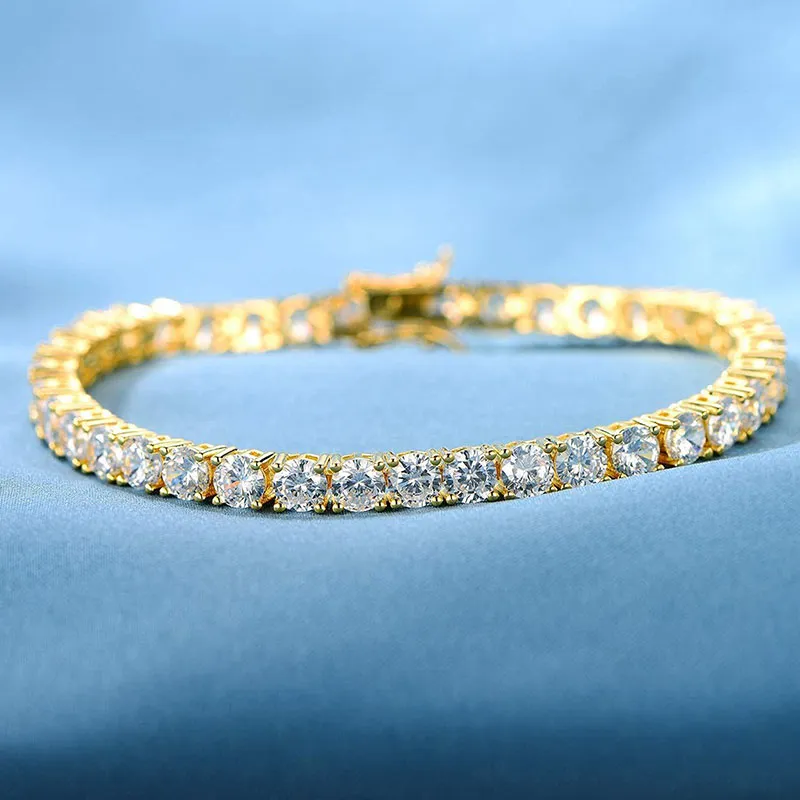 Hip Hop Iced Out Sier Moissanite Tenniskette Armband 3mm 4mm 5mm VVS Weiß Rund Dia Bg Schmuck Männer und Frauen_voghion.com