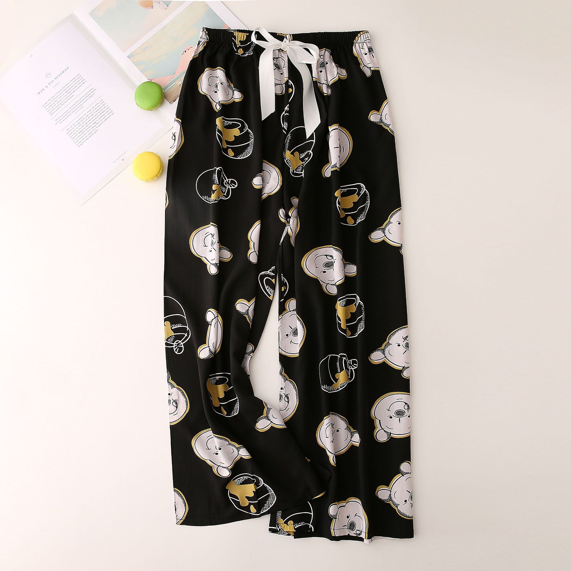 Nachtwäsche für Damen Seidenpyjamahosen für Damen, dünn, große Hosen mit weitem Bein, können draußen getragen werden, Damen-Einzelhosen_voghion.com