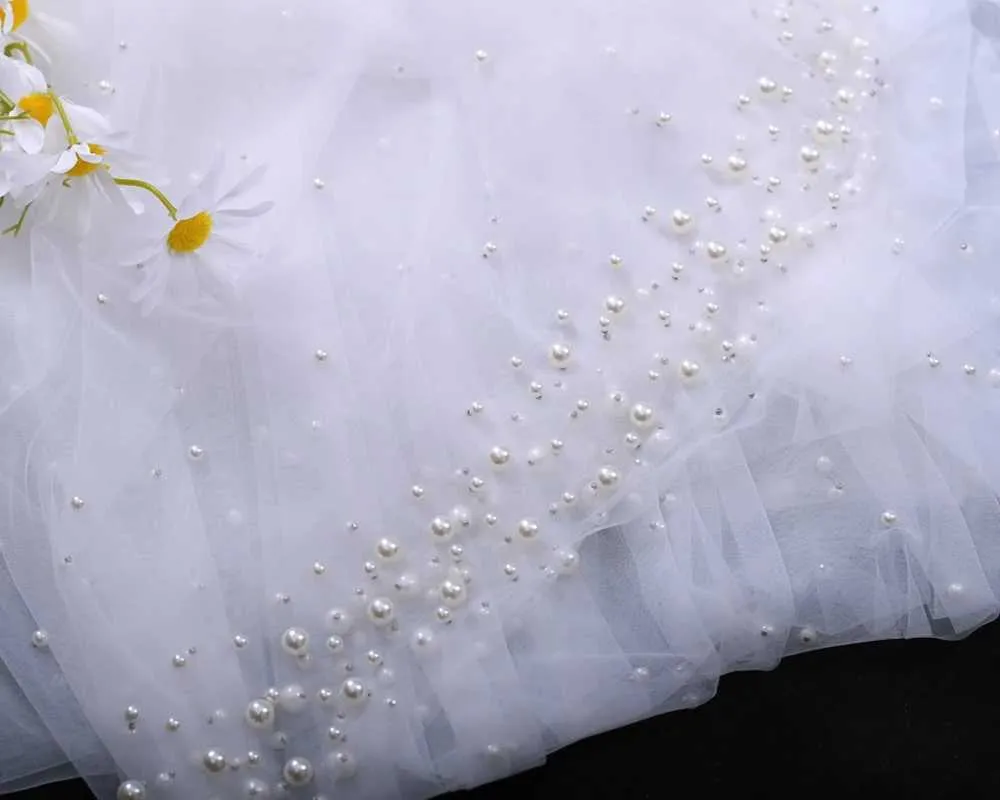 Hair Jewelry V66 Pearls Beaded Bridal Church 3M Long Cathedral Veils No Comb Nail Pretty Wedding Accessories 1 Tier Soft_voghion.com