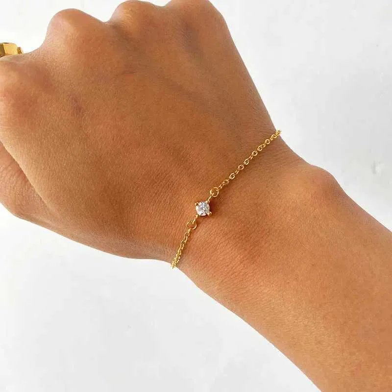 Bangle Zircon Circle Bead Bracelets For Women Stainless Steel Bracelet Summer Jewelry Couple Friends Accessories Gift_voghion.com