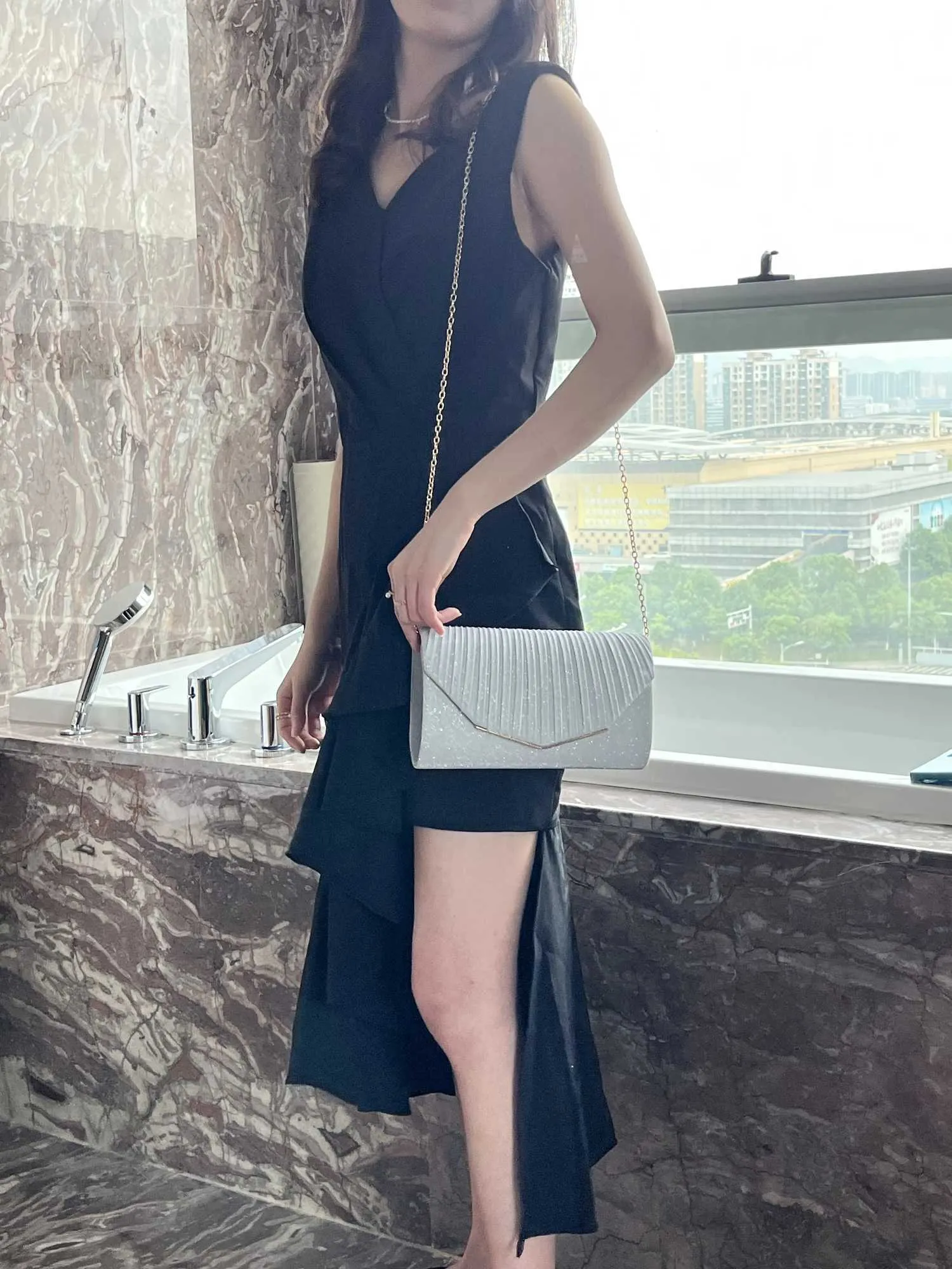 Elegant Evening Clutch Bag With Sequin Detail For Women Party_voghion.com