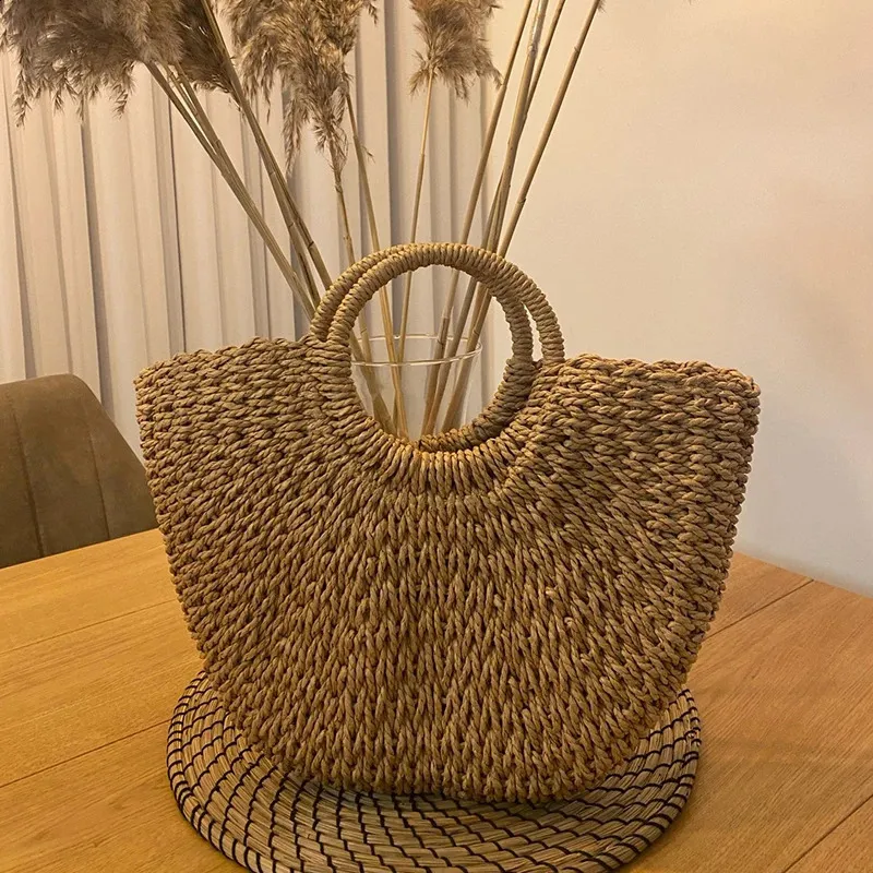 Ydlns Fashion MOON Straw Handbags Summer Beach Rattan Bag Handmade Vintage Woven Handbag For Women bolsa femme 240809_voghion.com