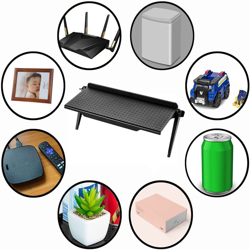2 unidades de práctico organizador de monitor de TV, estantes superiores de pantalla antideslizantes, soporte de almacenamiento superior creativo, soporte para teléfono y computadora._voghion.com