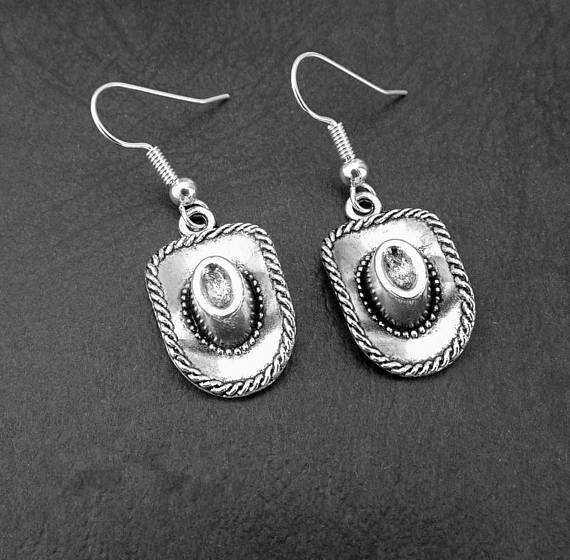 Vintage silver cowboy hat earring handmade_voghion.com