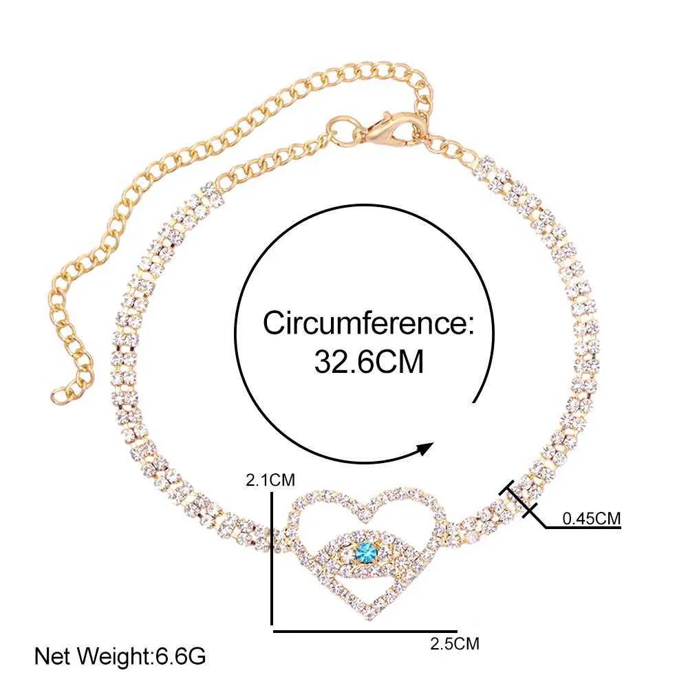 Enkelbandjes Flatfoosie Fashion Evil Eye Crystal Ketting Dames Goud Sier Water Diamant Tennis Enkelband Blotevoetenketting_voghion.com