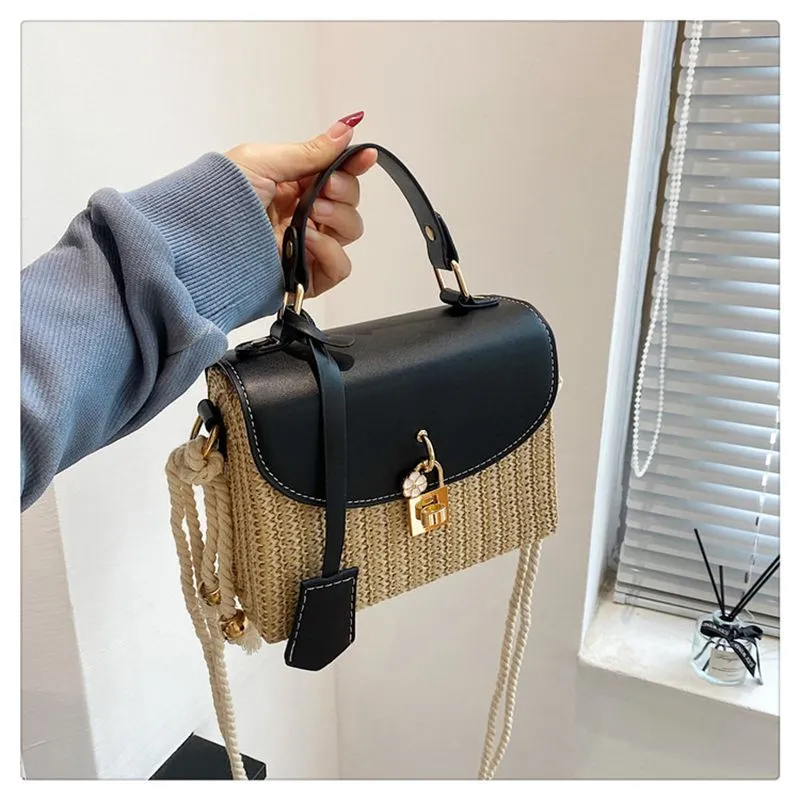 Woven Single Shoulder Crossbody Bag Premium Texture Small Square_voghion.com