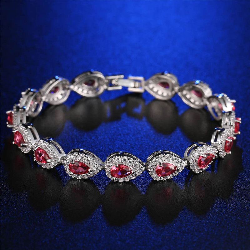 Pulseira feminina de zircônia com gota d'água e joias da moda Ruose_voghion.com