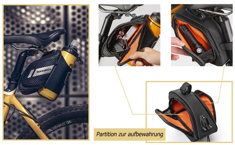 ROCKBROS Bike Saddle Bag, Bicycle And Tool Bag With A Bottle Holder_voghion.com