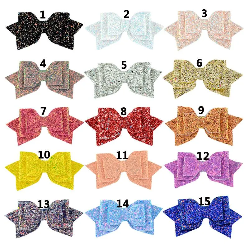 15 teil/los Nette Pailletten Mini Bogen Regenbogen Glitter Kleines Mädchen Haar Clip Handgemachte Glanz_voghion.com