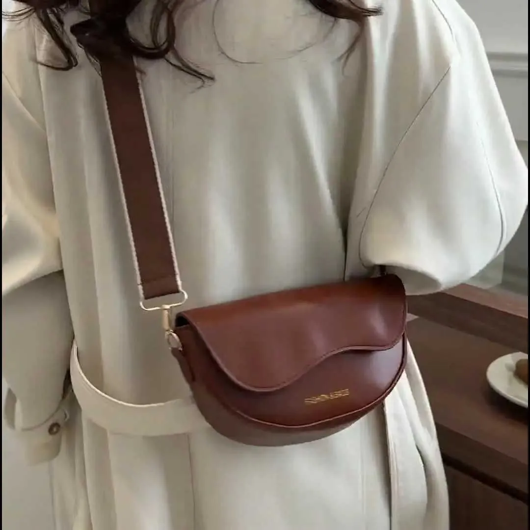 Borsa a tracolla da donna, vintage, tinta unita, piccola, alla moda, in pelle PU, con tracolla larga, da portare sotto le ascelle 01C241217_voghion.com