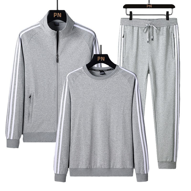 Frühling Und Winter Freizeit Sport Anzug Männer Lose Fett Kleid Füße Lange Hosen Strickjacke Drei-stück Set_voghion.com
