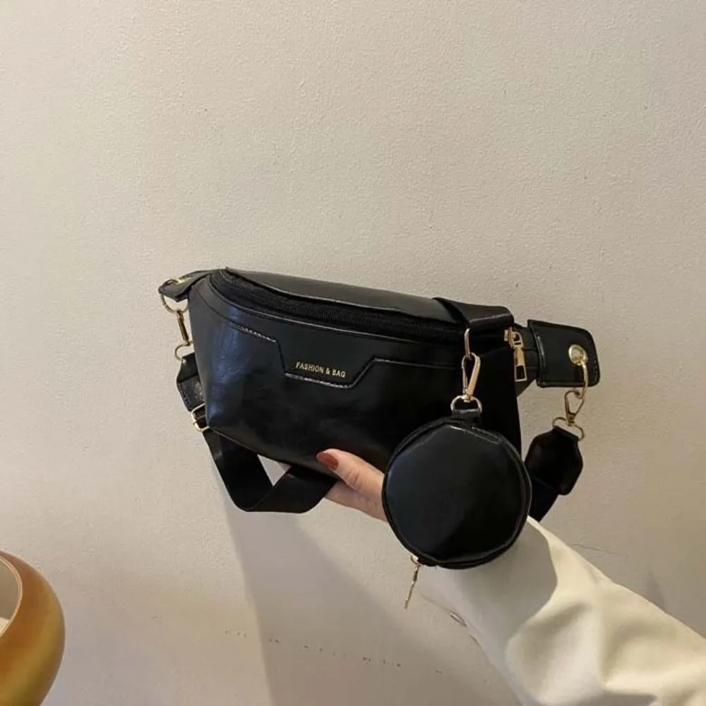 Designer PU Chest With Coin Purse Korean Style Crossbody Pack Half Moon Large Capcity Running Waist Bag Student_voghion.com