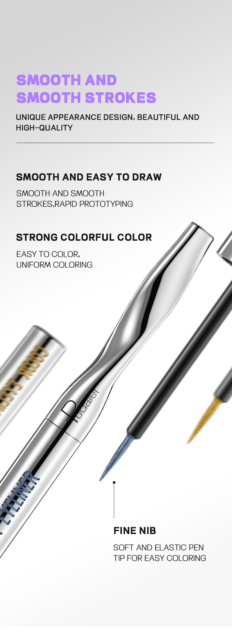 Eyeliner Kalem Dayanıklı Su Geçirmez Çok İnce Renkli Sıvı Eyeliner Kalem_voghion.com