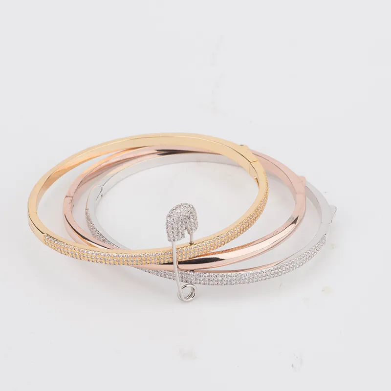 Pulsera de clavo unisex con alfiler ancho, joyería chapada en oro, pulseras para mujeres, niñas, damas, conjunto de joyas, diseñador, cumpleaños, boda_voghion.com
